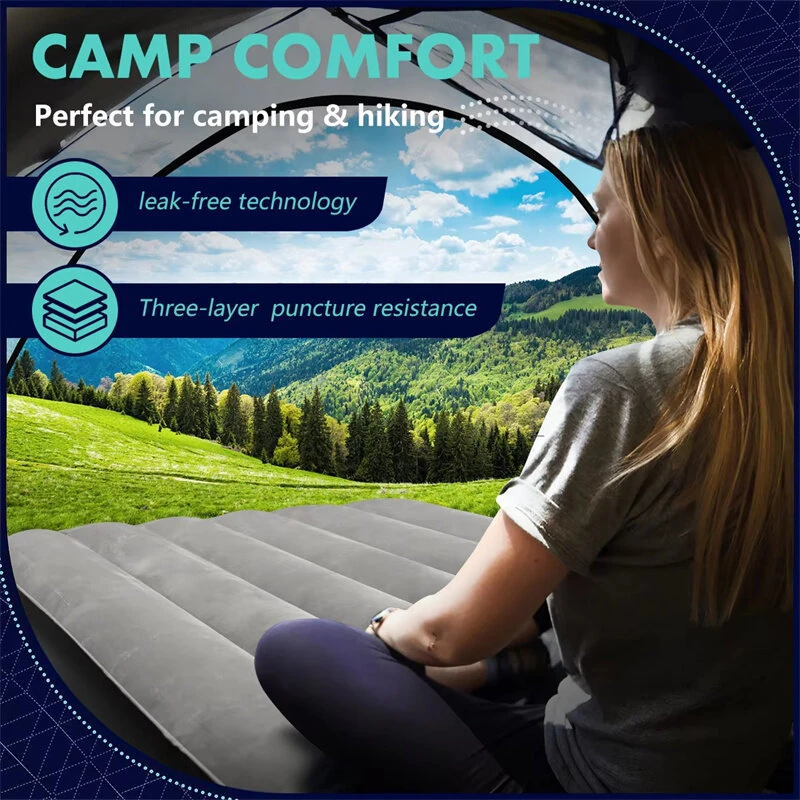 (image for) IPRee Air Cushion Inflatable Mattress Camping Air Cushion Bed With Built-In Pillow Foldable Storage Suitable For Home, Camping, SUV, Truck Tent