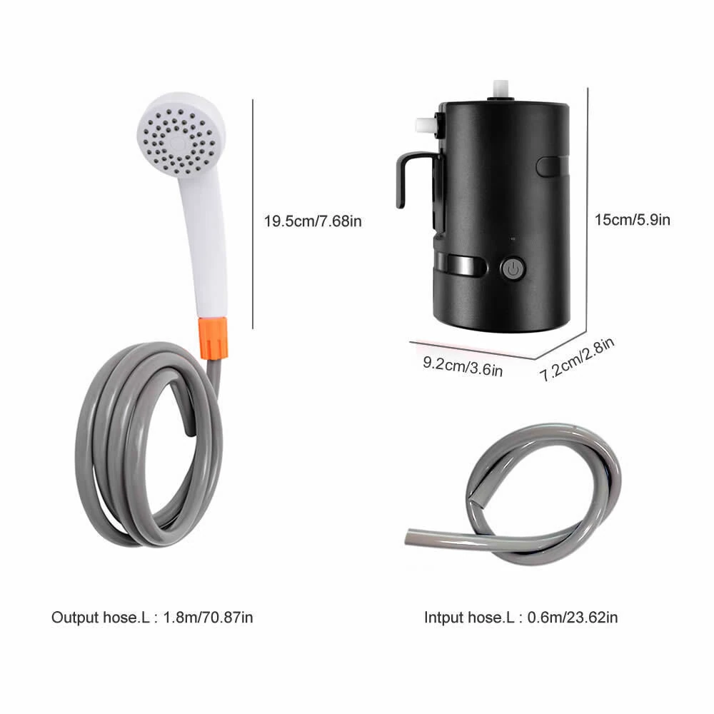 (image for) IPRee Portable Outdoor Electric Shower Pump for Camping Hiking Shower Bathing Equipment with USB Rechargeable for Camping Shower